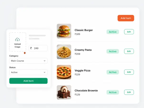Easy to build restaurant menu