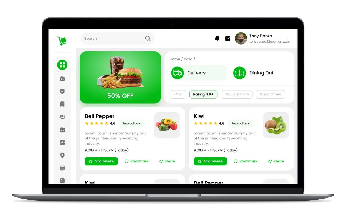 Grocery admin panel dashboard