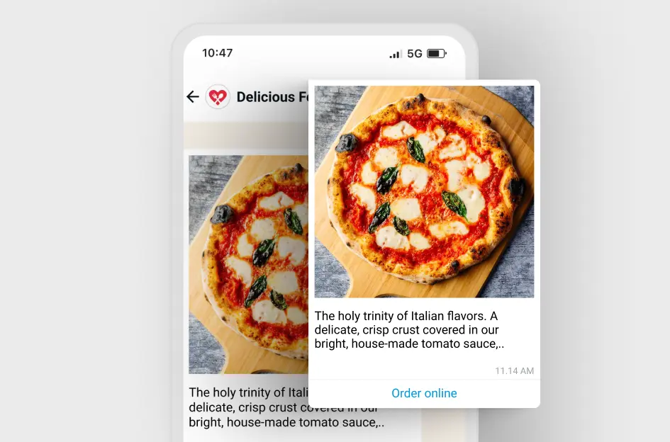 Customer ordering food through WhatsApp using Deonde ordering link on mobile